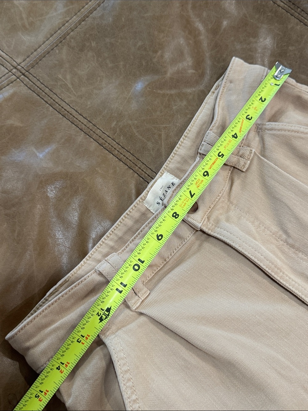 Sezane Manu Trousers Relaxed High-Rise Cropped Pants in Beige Size 36 (4) - Picture 5 of 8